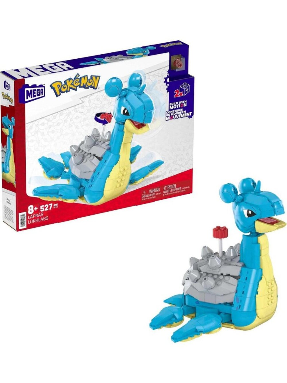 Articulated Pokémon Building Toy Set - Lapras, 527 Pieces, 6" Tall, Fun for Kids